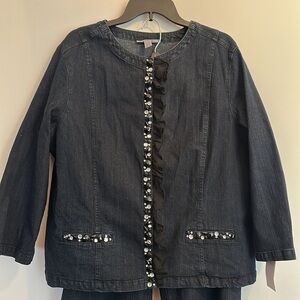 JM Collection Denim jacket and pants bling